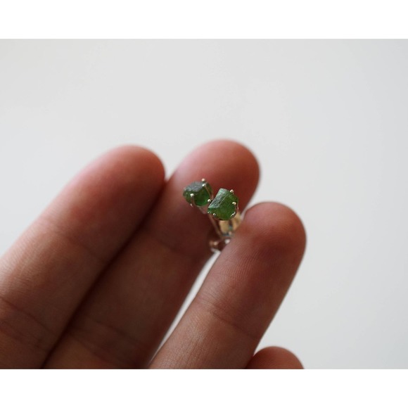 Emerald Earrings, Raw Emerald Earrings, Gemstone Earrings, Natural Emeralds - Picture 5 of 5